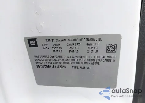 2014 Chevrolet Impala Limited Police z USA, uszkodzony, nr VIN 2G1WD5E31E1172055